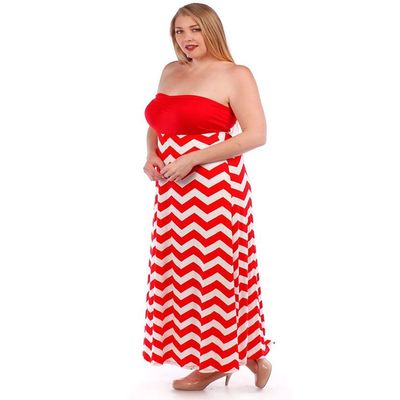 Belle Donne- Women's Plus Size Chevron Print Dresses Fasion Dress Maxi Dress for Women - Red/XXX-Large Plus Size Maxi Dress