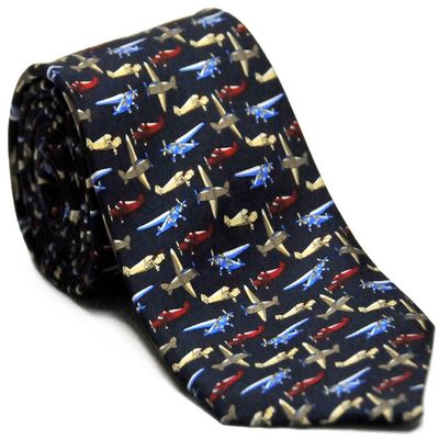 Aero Phoenix Airplane Silk Twill Tie (Navy)