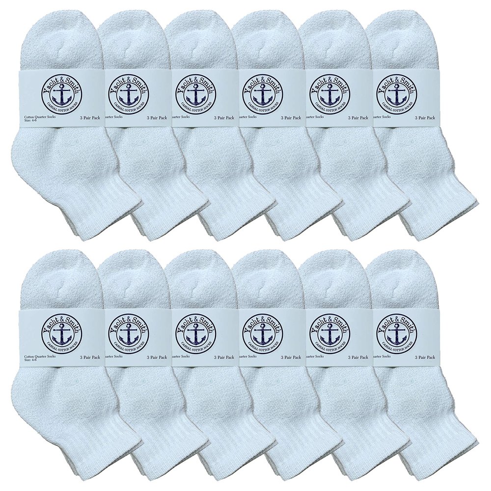 Yacht & Smith 12 Pairs Of Cotton Mid Size Ankle Socks Boys And Girls Bulk Value Pack Socks