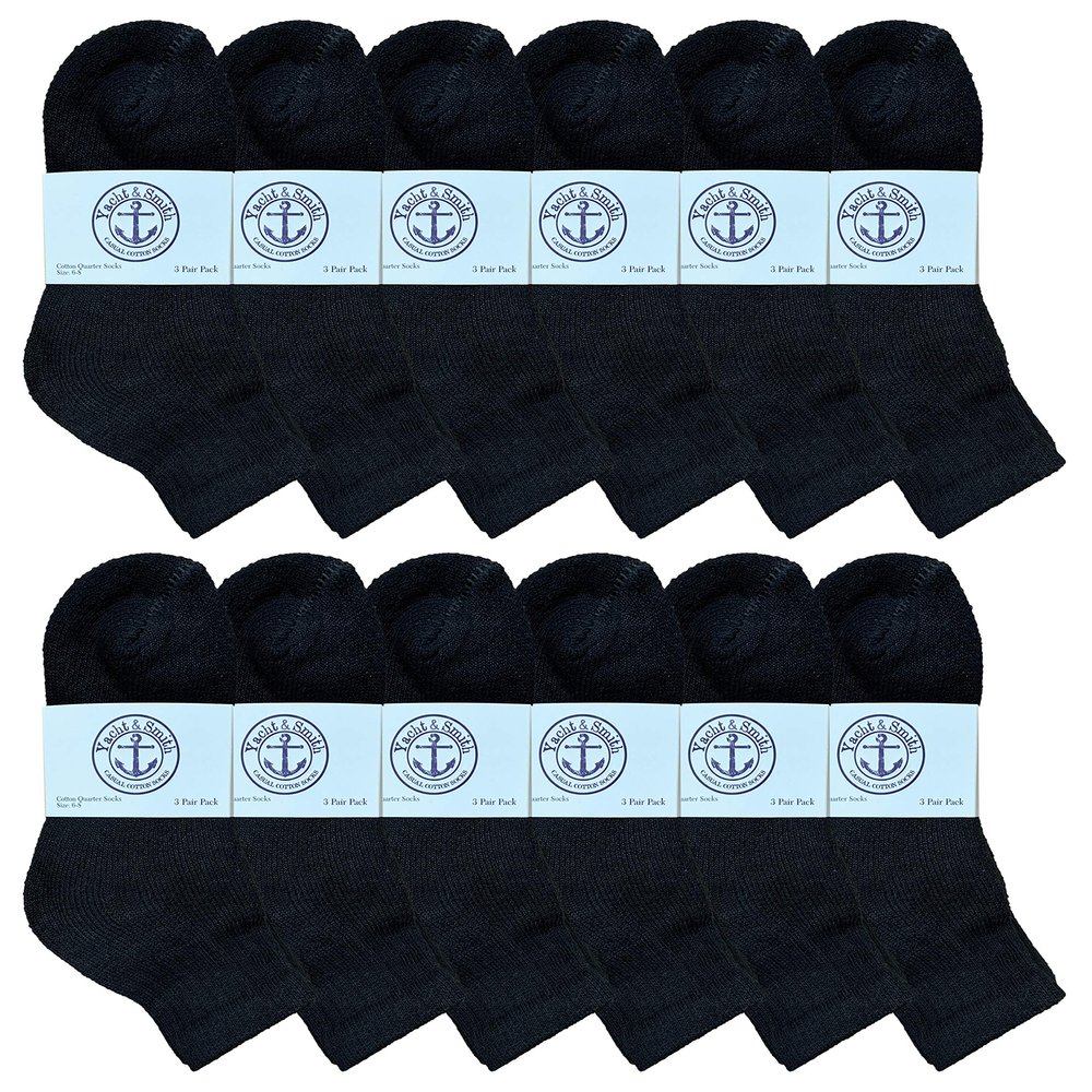 Yacht & Smith 12 Pairs Of Cotton Mid Size Ankle Socks Boys And Girls Bulk Value Pack Socks