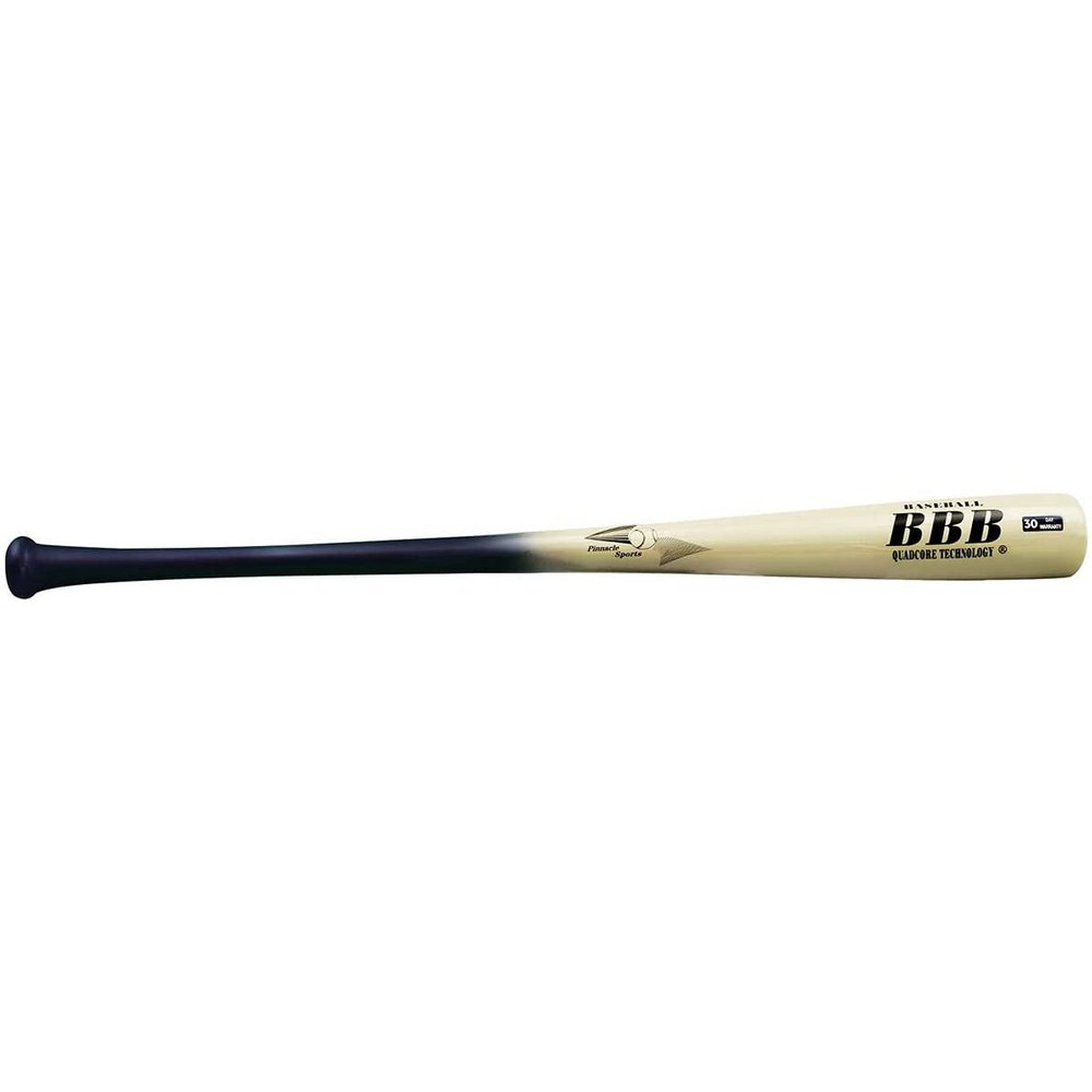 BAMBOOBAT by Pinnacle Sports Equipment INC. Adult Quadcore Bamboo Baseball Bat with Cupped End, Black Handle/Natural Barrel, 31"