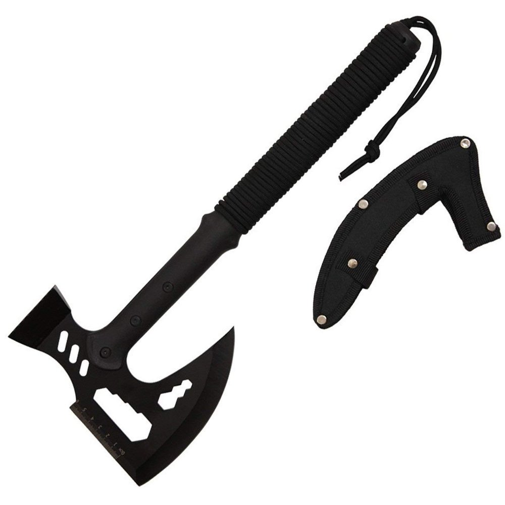 Wartech XBK04 Buckshot Tactical Multi Tool Hammer Axe with Paracord Handle, 17", Black