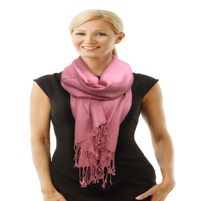 PASKMLNA Beautiful Solid Colors Luxurious Pashmina Scarf (berry pink #18)