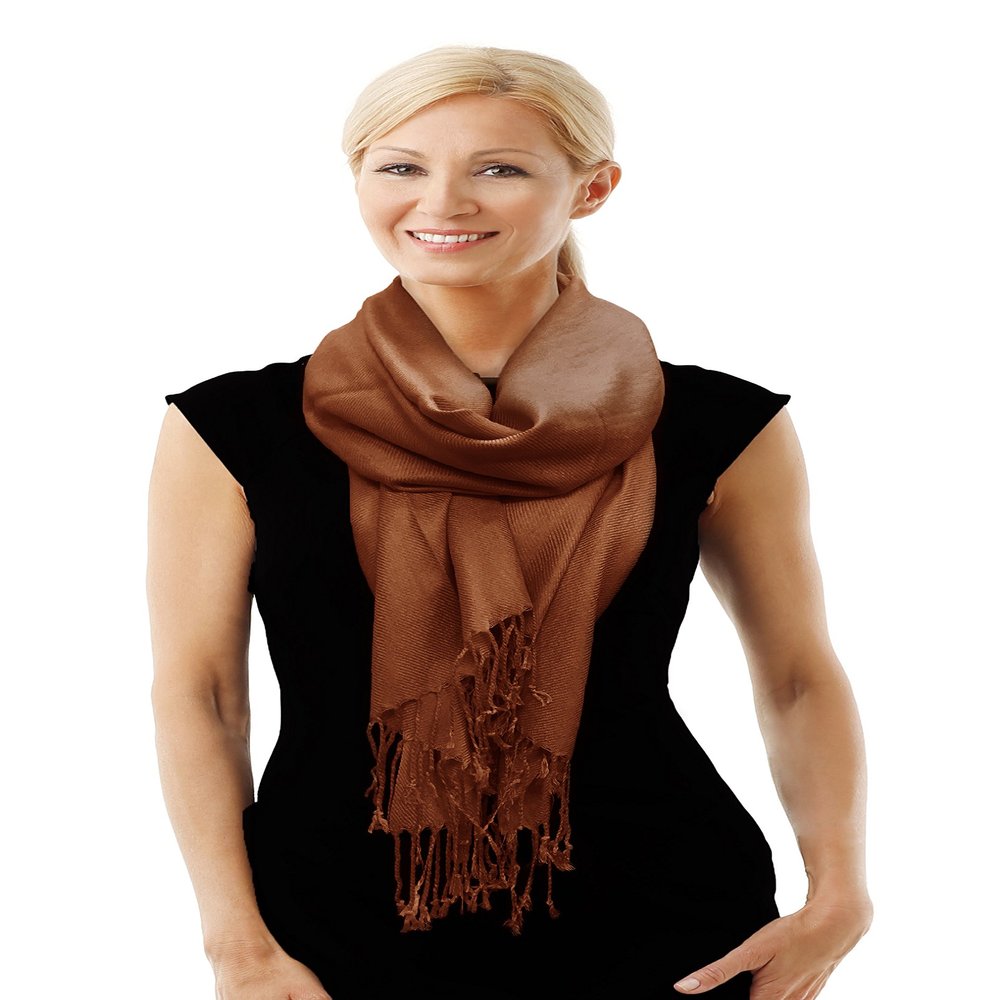 PASKMLNA Beautiful Solid Colors Luxurious Pashmina Scarf (XW-7 brown)