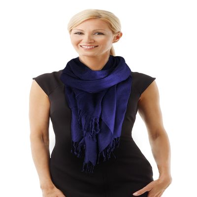 PASKMLNA Beautiful Solid Colors Luxurious Pashmina Scarf Perfect Party Favor (navy blue #5)