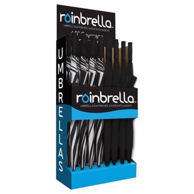 TRUE GRIP Rainbrella Black/White 52 in. Dia. Golf Umbrella - Total Qty: 32; Each Pack Qty: 1