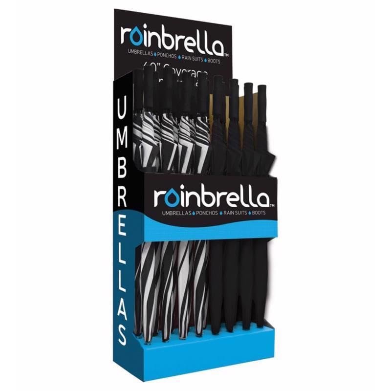 TRUE GRIP Rainbrella Black/White 52 in. Dia. Golf Umbrella - Total Qty: 32; Each Pack Qty: 1