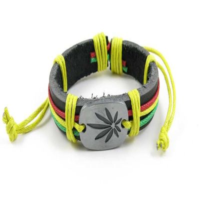 1 Piece Women's Men's Fashion Strand Bracelet 1014 Sign Maple Leaf Leather Braided Adjustable