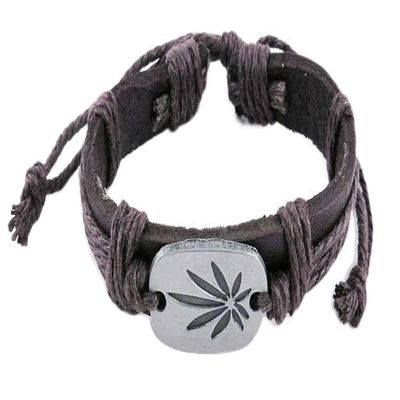 1 Piece Women's Men's Fashion Strand Bracelet 1014B Maple Leather Braided Adjustable