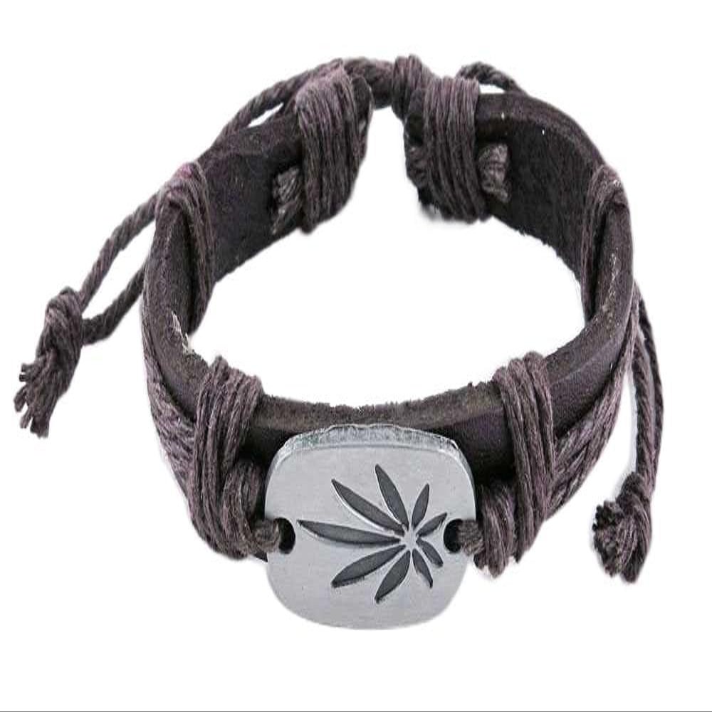 1 Piece Women's Men's Fashion Strand Bracelet 1014B Maple Leather Braided Adjustable