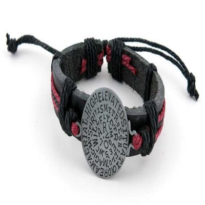 1 Piece Women's Men's Fashion Strand Bracelet 1015 Inscription Sign Leather Braided Adjustable