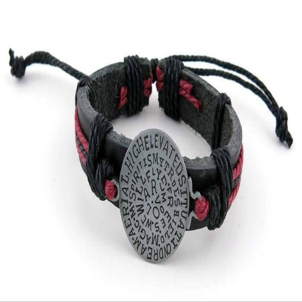 1 Piece Women's Men's Fashion Strand Bracelet 1015 Inscription Sign Leather Braided Adjustable