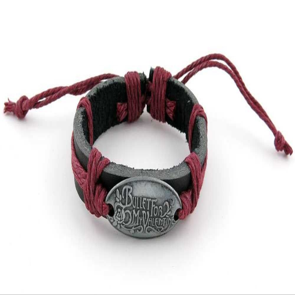 1 Piece Women's Men's Fashion Strand Bracelet 1016 Flower Inscription Leather Braided Adjustable