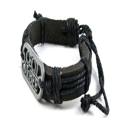 1 Piece Women's Men's Fashion Strand Bracelet 1017 Sign Letters Leather Braided Adjustable