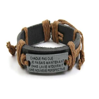 1 Piece Women's Men's Fashion Strand Bracelet 1020 Strip Sign Letters Leather Braided Adjustable