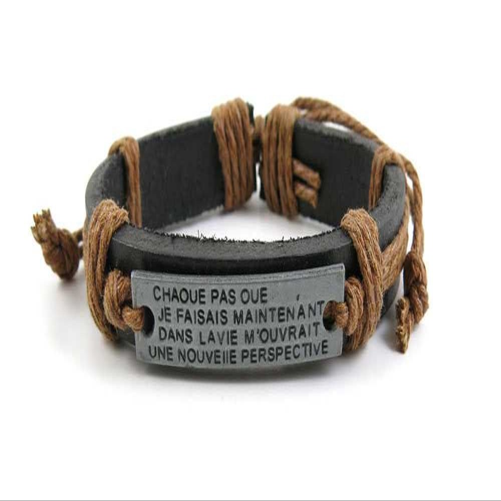 1 Piece Women's Men's Fashion Strand Bracelet 1020 Strip Sign Letters Leather Braided Adjustable