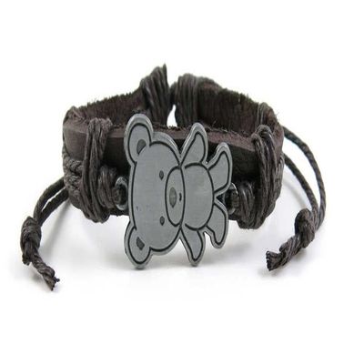1 Piece Women's Men's Fashion Strand Bracelet 1021 Bear Leather Braided Adjustable