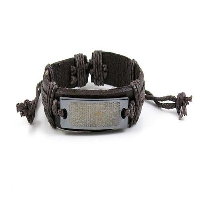 1 Piece Women's Men's Fashion Strand Bracelet 1026 Strip Cross Letters Leather Braided Adjustable