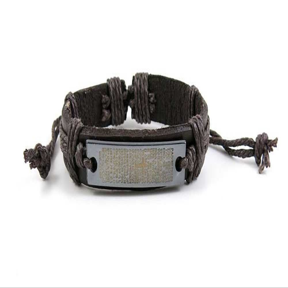1 Piece Women's Men's Fashion Strand Bracelet 1026 Strip Cross Letters Leather Braided Adjustable