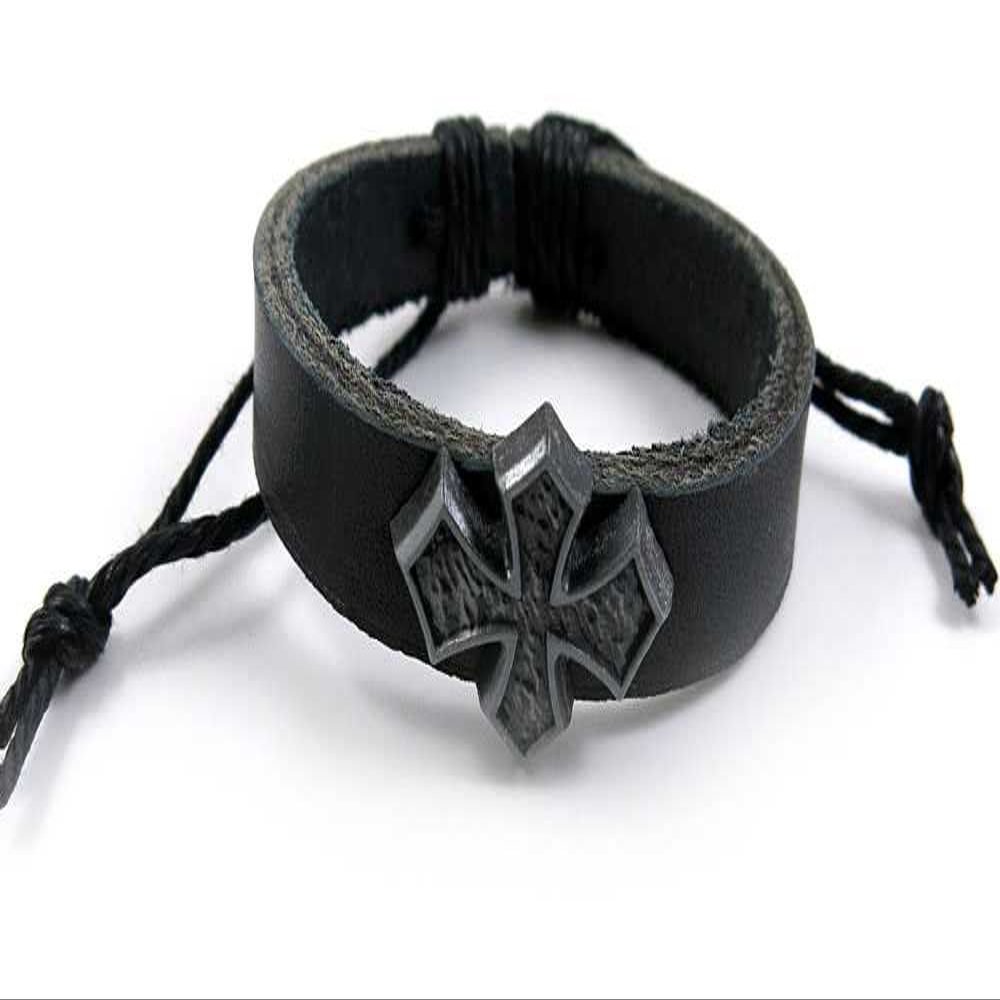 1 Piece Women's Men's Fashion Strand Bracelet 1031 Cross Leather Braided Adjustable