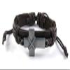 1 Piece Women's Men's Fashion Strand Bracelet 1035 Cross Leather Braided Adjustable view 1