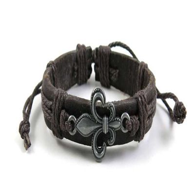 1 Piece Women's Men's Fashion Strand Bracelet 1037 Love Flower Leather Braided Adjustable