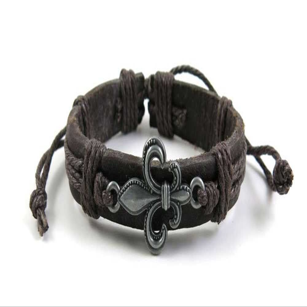 1 Piece Women's Men's Fashion Strand Bracelet 1037 Love Flower Leather Braided Adjustable