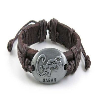 1 Piece Women's Men's Fashion Strand Bracelet 1072 Sign Gecko Leather Braided Adjustable