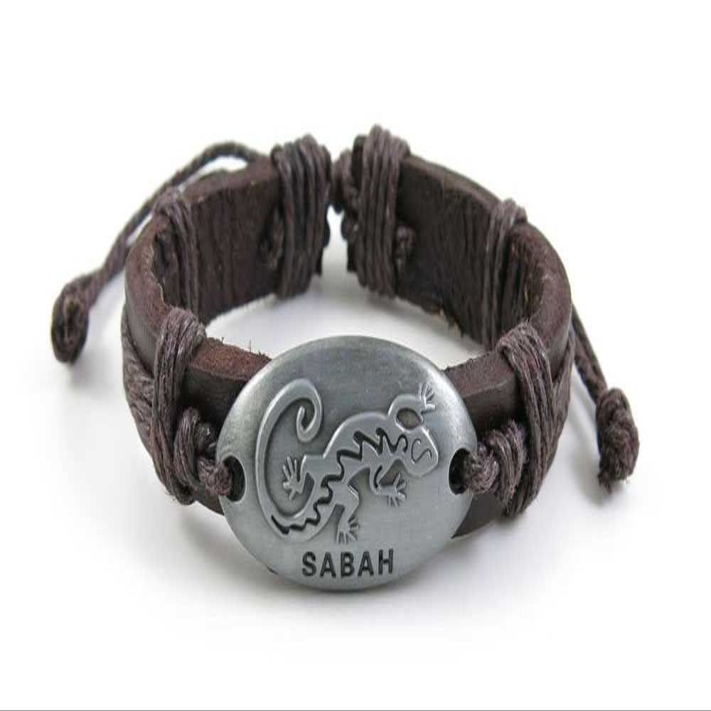 1 Piece Women's Men's Fashion Strand Bracelet 1072 Sign Gecko Leather Braided Adjustable