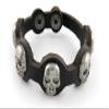 1 Piece Women's Men's Fashion Strand Bracelet 2086 Silver Skulls Leather Braided Adjustable view 1