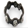 1 Piece Women's Men's Fashion Strand Bracelet 2086 Silver Skulls Leather Braided Adjustable view 2