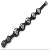 1 Piece Women's Men's Fashion Strand Bracelet 2086 Silver Skulls Leather Braided Adjustable view 3