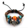 1 Piece Women's Men's Fashion Strand Bracelet 2123 Beads Maple Leaf Leather Braided Adjustable view 1