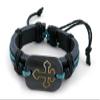 1 Piece Women's Men's Fashion Strand Bracelet 3012 Cross Sign Leather Braided Adjustable view 1