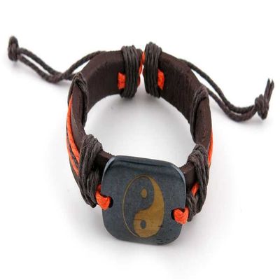 1 Piece Women's Men's Fashion Strand Bracelet 3013 Taiji Sign Leather Braided Adjustable