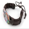 1 Piece Women's Men's Fashion Strand Bracelet 4012 Peace Sign Leather Braided Adjustable view 2