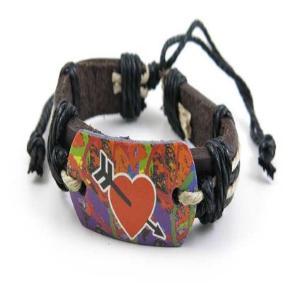 1 Piece Women's Men's Fashion Strand Bracelet 4013 Lover Heart Strip Leather Braided Adjustable