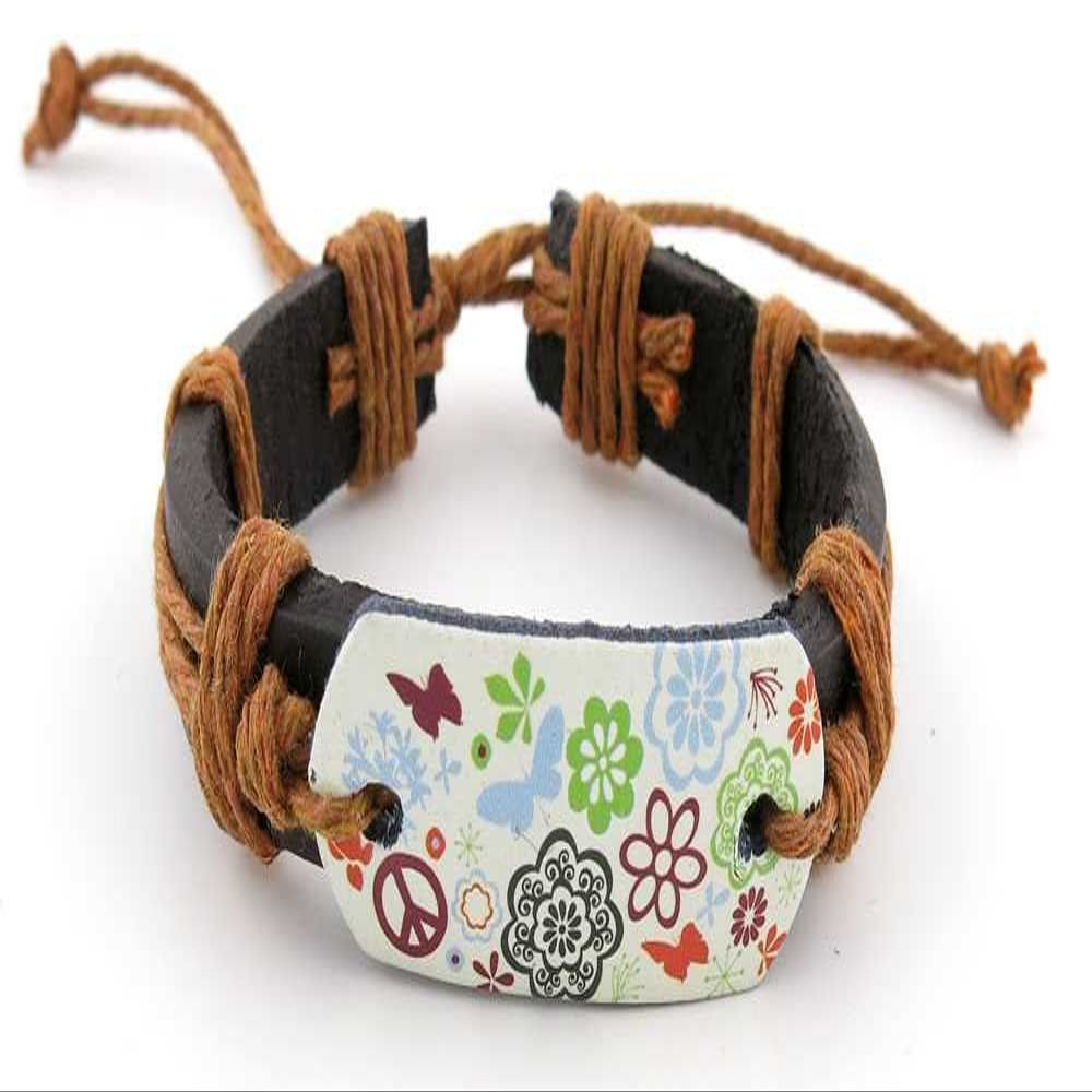 1 Piece Women's Men's Fashion Strand Bracelet 4024 Patterns Sign Leather Braided Adjustable