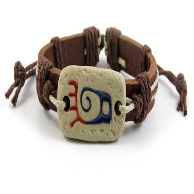 1 Piece Women's Men's Fashion Strand Bracelet 5001 Tribe Hieroglyph Strip Leather Braided Adjustable