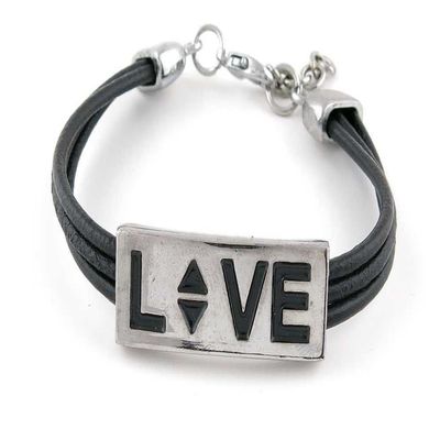 1 Piece Women's Men's Fashion Strand Bracelet 6019 LOVE Strip Leather Braided Adjustable