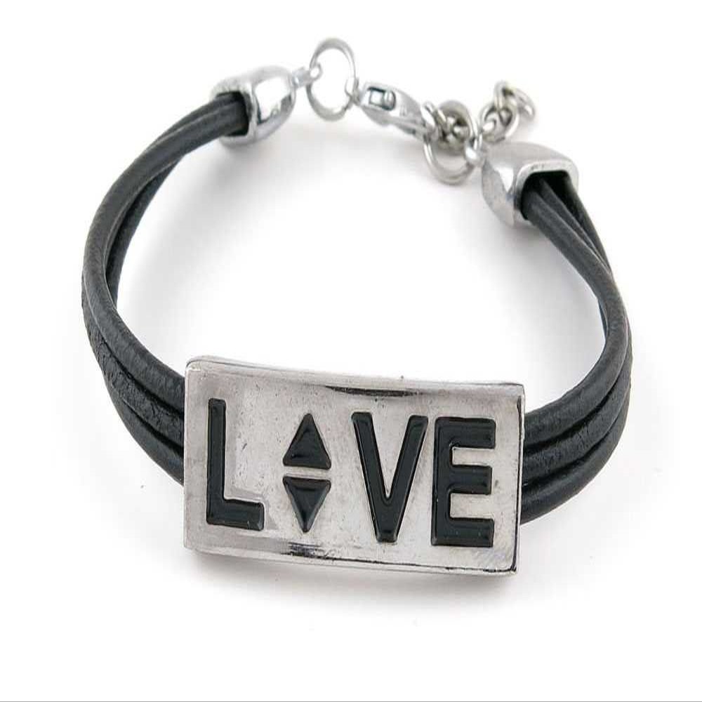 1 Piece Women's Men's Fashion Strand Bracelet 6019 LOVE Strip Leather Braided Adjustable