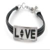 1 Piece Women's Men's Fashion Strand Bracelet 6019 LOVE Strip Leather Braided Adjustable view 1