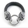 1 Piece Women's Men's Fashion Strand Bracelet 6025 Tigers Heads Clasp Leather Braided Adjustable view 1