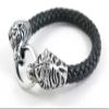 1 Piece Women's Men's Fashion Strand Bracelet 6025 Tigers Heads Clasp Leather Braided Adjustable view 2