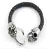 1 Piece Women's Men's Fashion Strand Bracelet 6029 Skull Heads Clasp Leather Braided Adjustable view 4