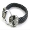 1 Piece Women's Men's Fashion Strand Bracelet 6030 Skull Heads Clasp Leather Braided Adjustable view 2