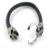 1 Piece Women's Men's Fashion Strand Bracelet 6030 Skull Heads Clasp Leather Braided Adjustable view 4