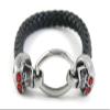 1 Piece Women's Men's Fashion Strand Bracelet 6031 Skull Heads Clasp Leather Braided Adjustable view 1