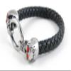 1 Piece Women's Men's Fashion Strand Bracelet 6031 Skull Heads Clasp Leather Braided Adjustable view 2