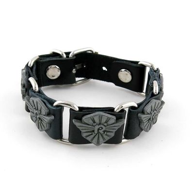 1 Piece Women's Men's Fashion Strand Bracelet 7015 R Wing Shield Leather Braided Adjustable